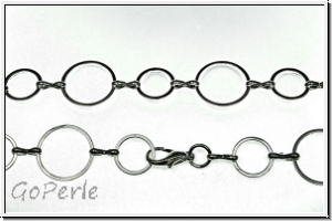 Kette, rund/rund, mit Karabiner, 14/10mm, silberfb., Metall, 1 Stk. (100cm)