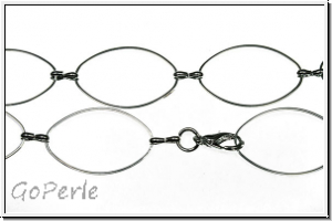 Kette, oval, mit Karabiner, 26x16mm, silberfb., Metall, 1 Stk. (100cm)