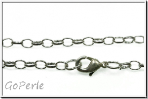 Kette, oval, mit Karabiner, 4x3mm, silberfb., Metall, 1 Stk. (80cm)