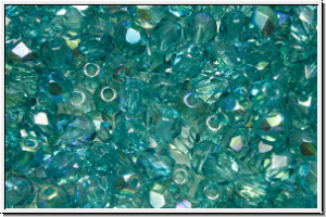 Bhm. Glasschliffperle, feuerpol., 4mm, indicolite, pale, trans., AB, 50 Stk.