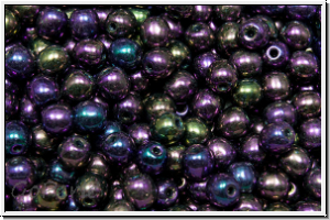 bhm. Glasperle, rund, 4mm, purple, met., iris., 50 Stk.