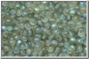 bhm. Glasperle, rund, 3mm, crystal, trans., blue AB, matte, 50 Stk.