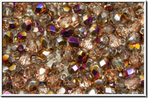 Bhm. Glasschliffperle, feuerpol., 4mm, crystal, trans., half sliperit, 50 Stk.