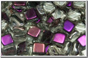 TILE-Beads, diagonal, 6x6mm, crystal, trans., half brown flair, 25 Stk.