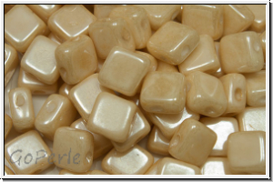 TILE-Beads, diagonal, 6x6mm, Farbe, white, alabaster, champagne luster, 25 Stk.