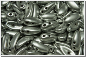 Chili-Beads, 2-Loch, 11x4mm, silver, met., satin, 25 Stk.