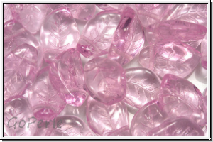 Bltter, 15x10mm, gewellt, side-drilled, rose, trans., 10 Stk.