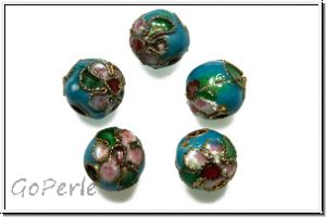 Cloissone-Perle, 8mm, turquoise, 10 Stk.