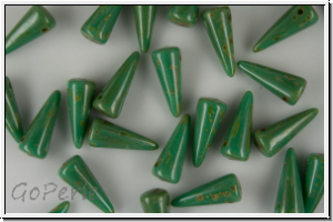 Spike Beads, 5x13mm, turquoise, opaque, picasso, 10 Stk.