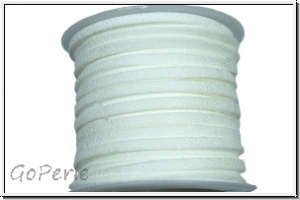 Wildlederimitat-Band, 2,5x1,25mm, flach, white, 1 Spule/5m