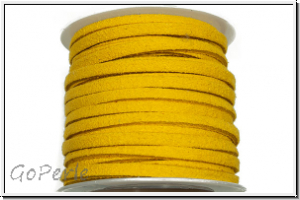 Wildlederimitat-Band, 2,5x1,25mm, flach, yellow, 1 Spule/5m