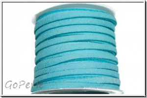 Wildlederimitat-Band, 2,5x1,25mm, flach, turquoise, pale, 1 Spule/5m