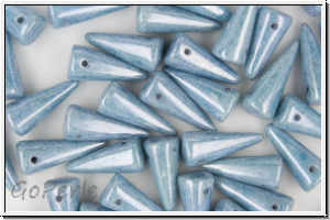 Spike Beads, 7x17mm, white, opaque, blue/grey marbled, 10 Stk.