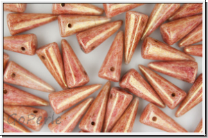 Spike Beads, 7x17mm, white, opaque, peach marbled, 10 Stk.