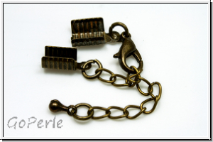 Crimpenden, folding, 12x5mm, antikmessingfb., Eisen, mit Karabiner u. Kette, 1 Stk.