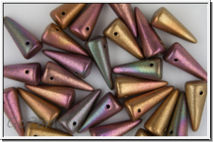 Spike Beads, 7x17mm, bronze, AB, satin, 10 Stk.