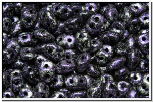 SD-23980-45710, SuperDuo Beads, black, op., violet, tweedy, 10g