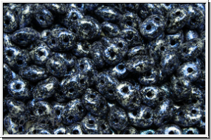 SD-23980-45706, SuperDuo Beads, black, op., blue, tweedy, 10g