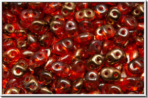 SD-90030-14215, SuperDuo Beads, hyacinth, lt., trans., half copper, 10g