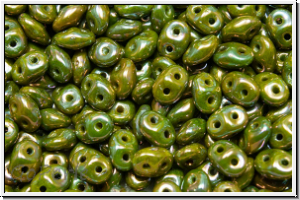 SD-53410-15001, SuperDuo Beads, green, mint lt., op., nebula, 10g