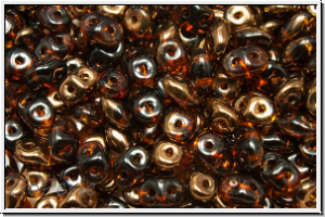 SD-10230-14215, SuperDuo Beads, topaz, smoked, trans., half copper, 10g