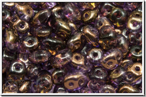 SD-20500-14215, SuperDuo Beads, tanzanite, trans., half copper, 10g