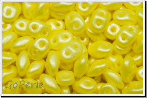 SD-02010-24002, SuperDuo Beads, white, alabaster, pearl shine yellow, 10g