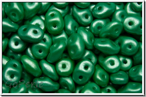 SD-02010-24010, SuperDuo Beads, white, alabaster, pearl shine green, 10g