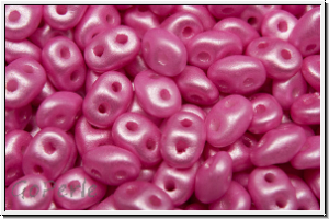 SD-02010-24005, SuperDuo Beads, white, alabaster, pearl shine hot pink, 10g