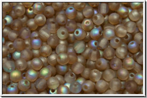 bhm. Glasperle, rund, 3mm, crystal, trans., brown AB, matte, 50 Stk.