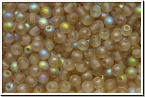 bhm. Glasperle, rund, 3mm, crystal, trans., lemon AB, matte, 50 Stk.