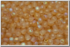 bhm. Glasperle, rund, 3mm, crystal, trans., yellow AB, matte, 50 Stk.