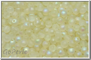 bhm. Glasperle, rund, 3mm, crystal, trans., green AB, matte, 50 Stk.