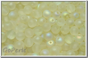 bhm. Glasperle, rund, 4mm, crystal, trans., green AB, matte, 50 Stk.