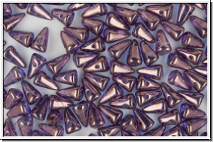 Baby Spike Beads, 5x8mm, amethyst, trans., gold luster, 20 Stk.