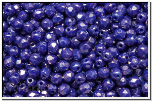 Bhm. Glasschliffperle, feuerpol., 3mm, blue, op., nebula, 50 Stk.