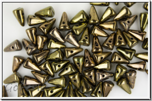 Baby Spike Beads, 5x8mm, green, metallic, 20 Stk.