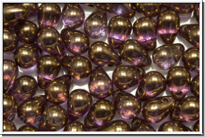 Drop Beads, 4x6mm, crystal, trans., rose gold luster, 20 Stk.