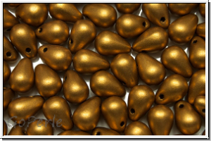 Drop Beads, 4x6mm, brass gold, met., satin, 20 Stk.