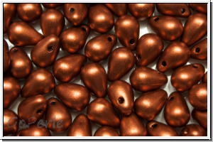 Drop Beads, 4x6mm, copper, dk., met., satin, 20 Stk.