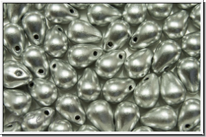 Drop Beads, 4x6mm, silver, met., satin, 20 Stk.