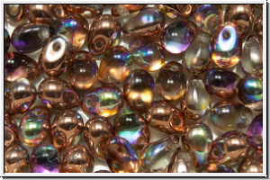 Drop Beads, 4x6mm, crystal, trans., copper AB, 20 Stk.