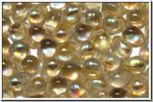 Drop Beads, 4x6mm, crystal, trans., yellow AB, 20 Stk.