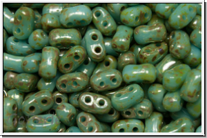 Bi-Bo-Beads, 5,3x2,4mm, aqua, op., silver picasso, 150 Stk. (ca. 11g)