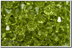 Bhm. Kristallschliffperle, Bicone, 4mm, olivine, trans., 50 Stk.