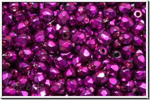 Bhm. Glasschliffperle, feuerpol., 3mm, black, op., heavy metal magenta, 50 Stk.