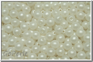 bhm. Glasperle, rund, 4mm, white, alabaster, pearl shine white, 50 Stk.