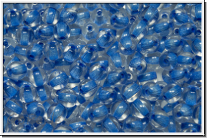 bhm. Glasperle, rund, 4mm, crystal, trans., blue-ld., 50 Stk.