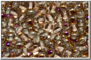 bhm. Glasperle, rund, 4mm, crystal, trans., half sliperit, 50 Stk.