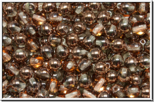 bhm. Glasperle, rund, 4mm, crystal, trans., half capri gold, 50 Stk.